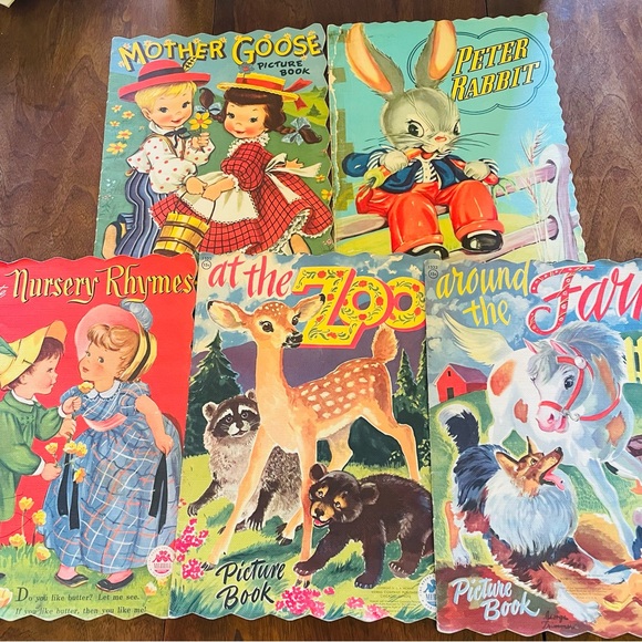 Vintage 1940s-50s Children's Picture Books - Oversized Cloth Linen - Merrill Co. - Picture 3 of 16